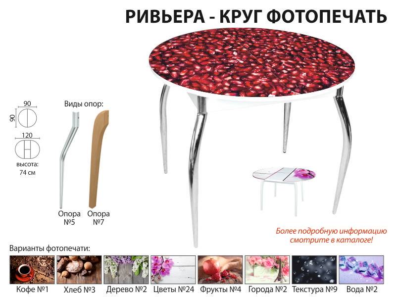 стол обеденный ривьера круг фотопечать в Смоленске