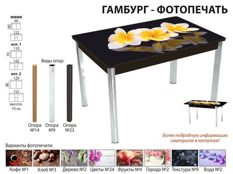 стол обеденный гамбург фотопечать в Смоленске