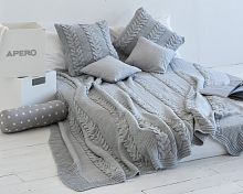 комплект плед с косами (180*220) и 2 наволочки (50*50) серый в Смоленске