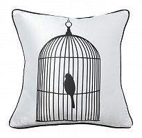 подушка с птичкой в клетке birdie in a cage white в Смоленске