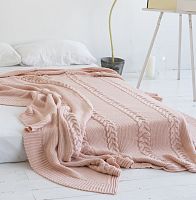 комплект плед с косами (180*220) и 2 наволочки (50*50) св. персик в Смоленске