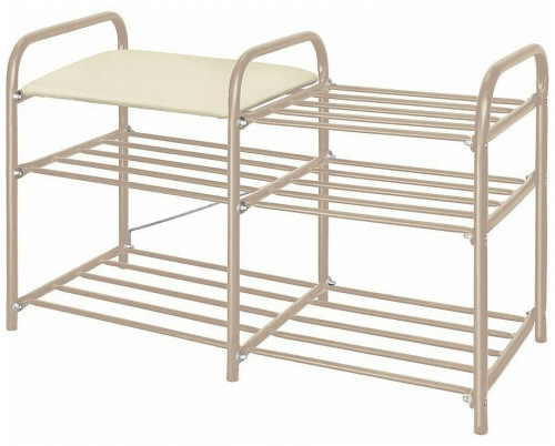 этажерка для обуви inhome эти3 с сиденьем с 3 полками, 790х330х500мм и с нагрузкой до 100 кг, бежевый в Смоленске