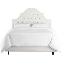 кровать двуспальная 180х200 белая с каретной стяжкой harvey tufted white в Смоленске