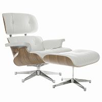 кресло eames style lounge chair & ottoman белое в Смоленске