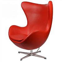 кресло arne jacobsen style egg chair кожа красное в Смоленске