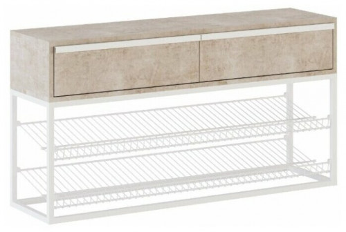 консоль обувница, 1150*300*800, белый муар, лдсп (камень светлый) в Смоленске