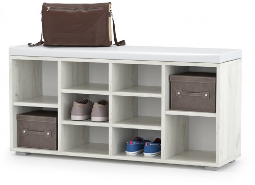 тумба для обуви лайт 08.56, цвет дуб крафт белый/белая искусственная кожа в Смоленске