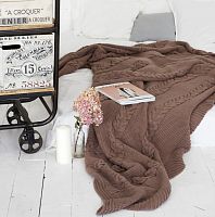 комплект плед с косами (180*220) и 2 наволочки (50*50) св. кофейный в Смоленске