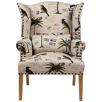 кресло мягкое с ушами quinn tufted armchair бежевое с рисунком в Смоленске